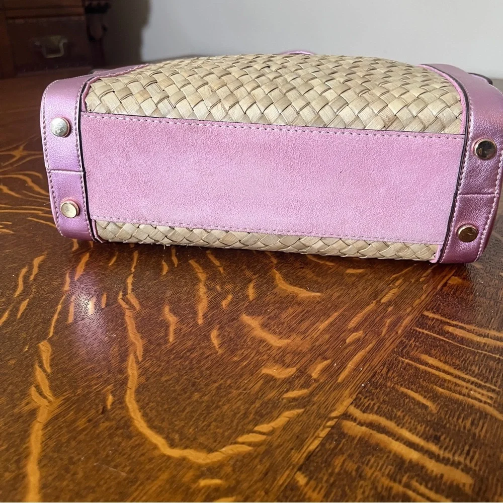 Coach Pink and Tan Woven Satchel - Picture 6 of 12